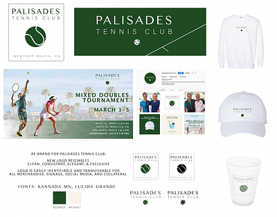 Palisades Tennis Club- Rebrand mockup branding graphic design logo