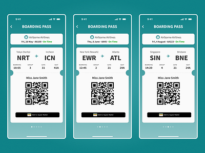 Daily UI #024 - Boarding Pass airline airport boarding boarding pass dailyui design flight mobile pass product design ui