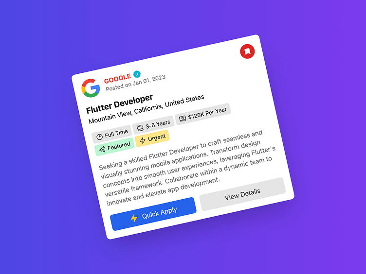 Job Card UI Made Using Tailwind CSS by Praveen Mujawdiya on Dribbble