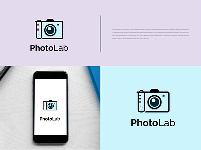 PhotoLab logo design. camera with test tube laboratory logo app apps logo branding camera design gradient logo graphic design illustration labratory logo logo design logo maker logofilio photo photo lab test tube ui