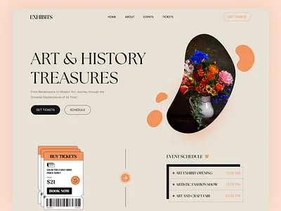 Art & Museum Exhibition Landing Page art design exhibition gallery header history landing page minimal mockup museum ui ux web web header web ui website