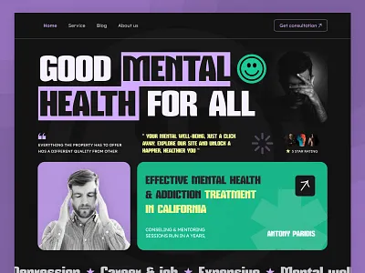 Mental Health Website Hero Header colorful dark mode design header header exploration healthcare hero hero section landingpage mental mental health mental health website ui uiux web web design web header webdesign website