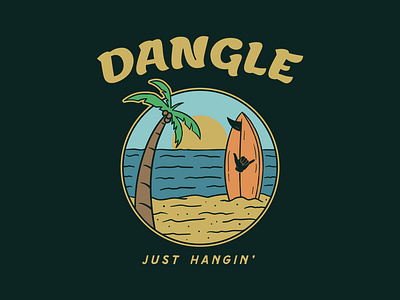Dangle, Just Hangin' - Apparel Design art beach branding design graphic graphic design hand drawn illustration palm shaka surf surfboard tree vintage