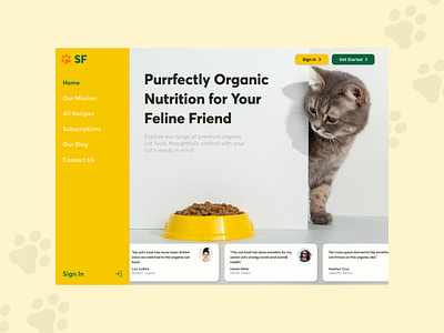 Organic Cat Food Company cat cat food catfood clean cute design landing page landingpage minimal simple smol ui ux web