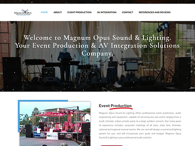 Magnum Opus Sound & Lighting design elementor website pro design relelemntor responsive website website redesign wordpress elementor website