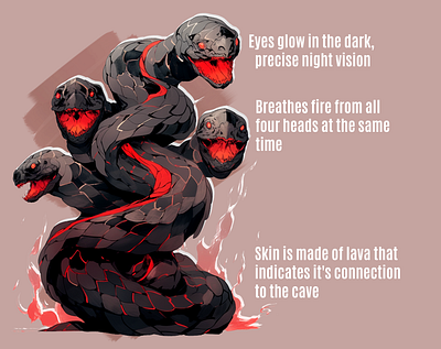 Multi-headed snake monster concept art animation branding design graphic design illustration logo typography ui ux vector