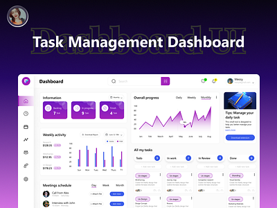 Task Management Dashboard Ui app design clients dashboard dashboard ui figma design graphic design task management dashboard ui ui design user experience ux design ux designer uxui web design