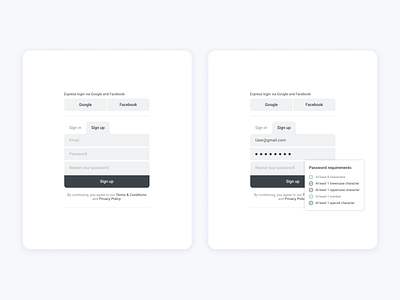 Password requirements design ui ux