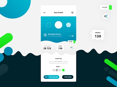 User Profile android ios app application biography brand branding creativemarket seraphinbrice follow me graphic design hire me illustrator ai navigation menu photoshop psd portfolio print designer sernior designer share shots numbers of creation team typo typography ui ux designer user profile
