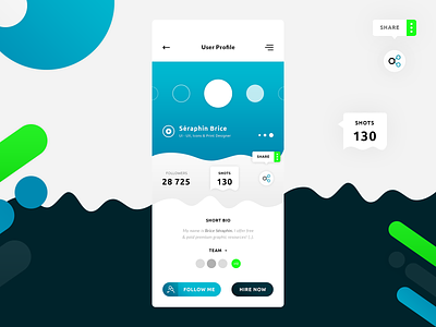 User Profile android ios app application biography brand branding creativemarket seraphinbrice follow me graphic design hire me illustrator ai navigation menu photoshop psd portfolio print designer sernior designer share shots numbers of creation team typo typography ui ux designer user profile