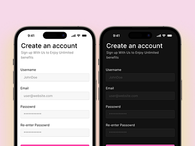 Create an Account - Light & Dark Mode dark design light mobile sign up ui uidesign