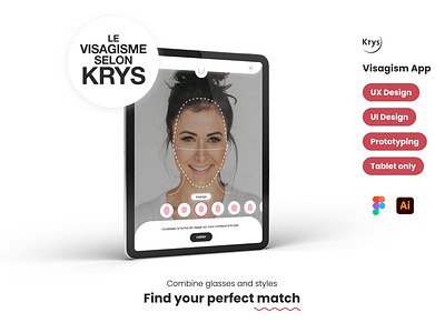 Krys Visagism App • UX UI Case animation app case study ux ui clean design eyeglasses eyewear face diagnosis figma graphic design illustrator motion graphics prototyping redesign redesign ux ui tablet ui user experience user interface ux visagism