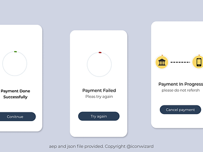 Payment & Transactions State Lottie Animations animation bank payment design failed transaction icons illustration lottie animation motion graphics payment payment pending animation paypal payment processing payment success animation transaction done transaction failed upi payment ux