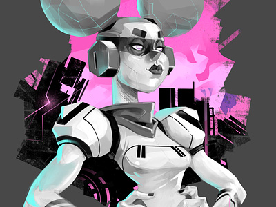 Va/ery anime brushes character design cool freestyle girl power graffiti hero heroin illustration robot street art style super powers superhero wonder girl