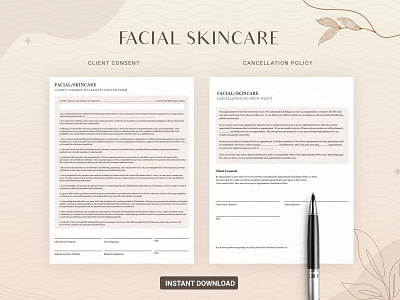 Facial Skincare Consent Form beauty enhancement consent forms beauty treatment waivers facial skincare consent forms skin analysis consent forms skincare technician business spa facial consent forms