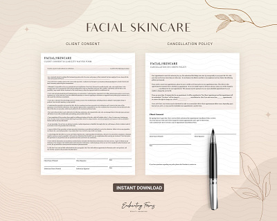 Facial Skincare Consent Form beauty enhancement consent forms beauty treatment waivers facial skincare consent forms skin analysis consent forms skincare technician business spa facial consent forms