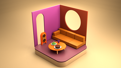 3D Isometric sittingroom 3d blender cheelingroom couch isometric room sittingroom sofa younes azizi
