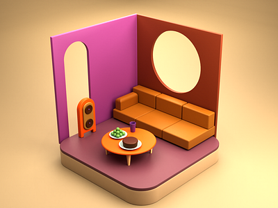 3D Isometric sittingroom 3d blender cheelingroom couch isometric room sittingroom sofa younes azizi