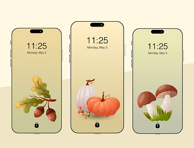 Autumn phone wallpapers design graphic design illustration vector