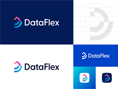 DF Data Flex Modern Tech Logo branding data df logo flat logo modern technology