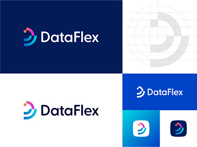 DF Data Flex Modern Tech Logo branding data df logo flat logo modern technology