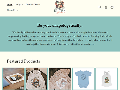 Coltish Goods ecommerce entry level first project first website personal site progress shopify ui ux web design