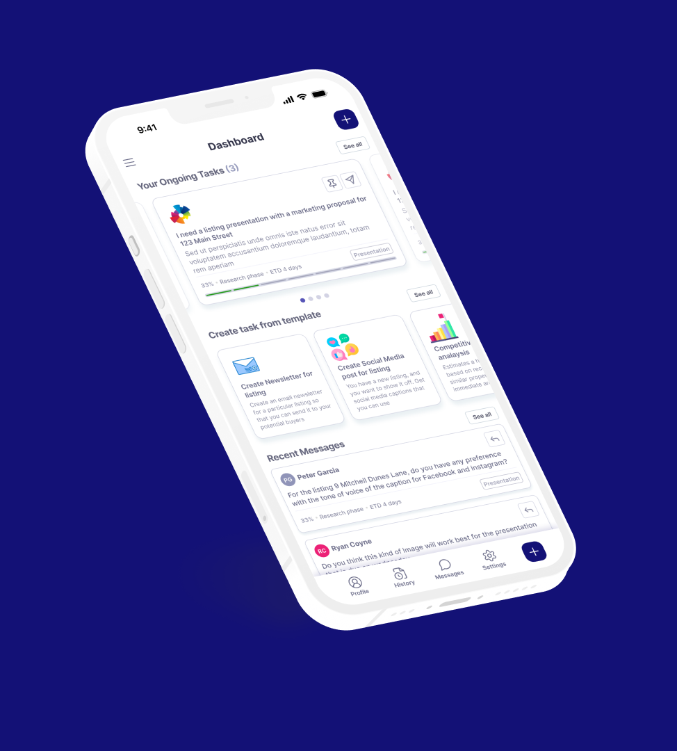 Virtual Assistant UI main Dashboard ios mobile real estate uiux virtual assistant