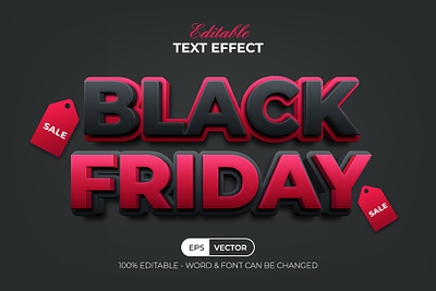Black Friday 3D Text Effect Style 3d black friday design editable effect font lettering modern red style text type typeface typography vector