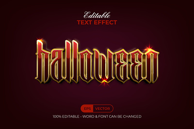 Halloween Text Effect Red Gold Style design editable effect font gold halloween lettering modern shiny style text type typeface typography vector