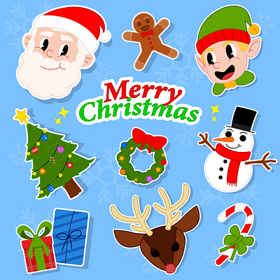 Christmas Sticker Pack branding cartoon character chibi christmas claus concept cute design gift holiday illustration mascot merry santa season sticker vector winter