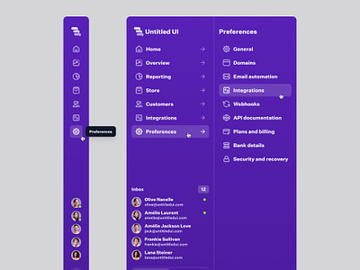 Dual-tier sidebar navigation — Untitled UI app nav menu minimal nav navigation product design purple side bar side nav sidebar sidenav ui design user interface user interface design