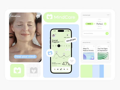 Branding For Mental Health App app logo brand branding graphic design health health monitoring identity logo logo designer medical medical care meditation mental mental health mindfullness sports ui ux visual identity wellness yoga