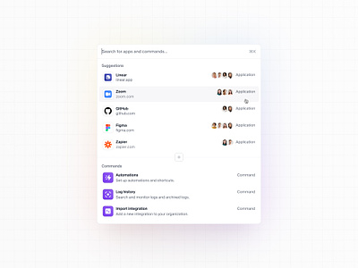 Apps search modal — Untitled UI cmd k cmdk command k commandk dialog dropdown integrations minimal modal product design search search bar search modal searchbar ui design user interface