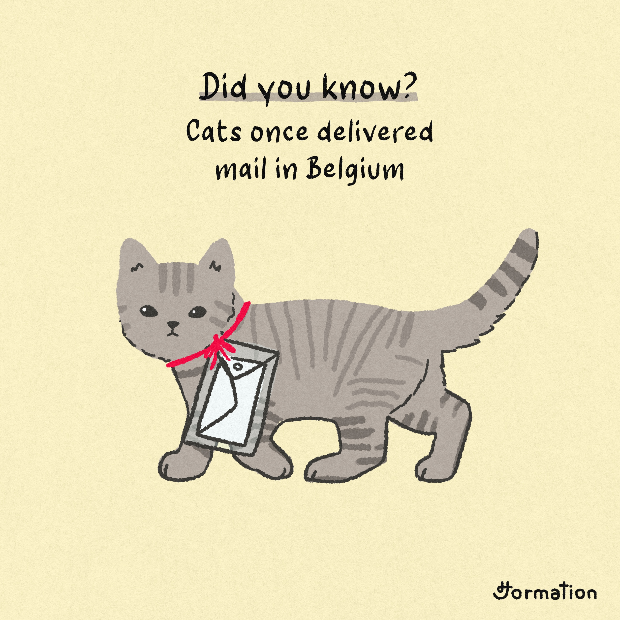 Cats once delivered mail in Belgium belgium cartoon cat cats digital art digital illustration drawing fact fun fact illustration kitten kittens mail