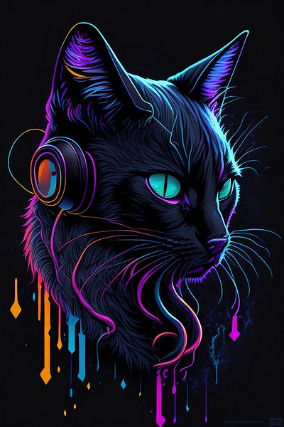 Sublimate Design for cat , music earphones 3d animation branding design graphic design illustration logo motion graphics ui vector