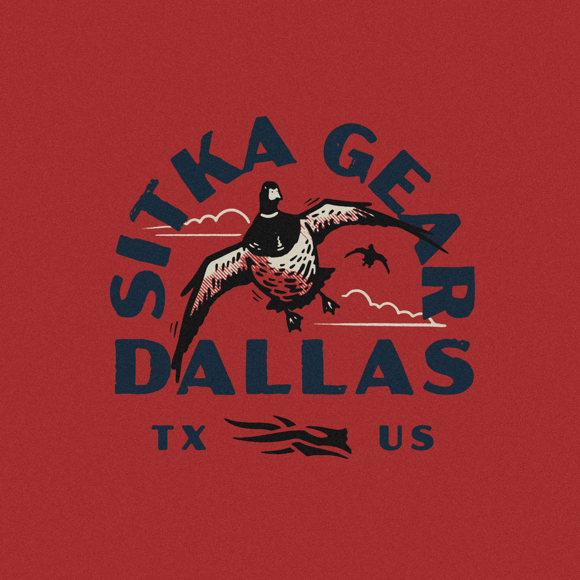 Sitka Dallas americana branding duck ducks hunting illustration lettering lockup logo merch design sitka sitka gear texture vintage waterfowl