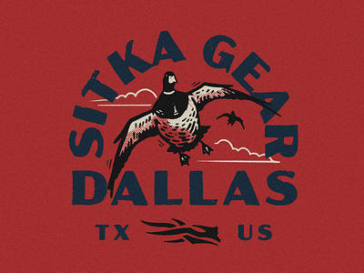 Sitka Dallas americana branding duck ducks hunting illustration lettering lockup logo merch design sitka sitka gear texture vintage waterfowl