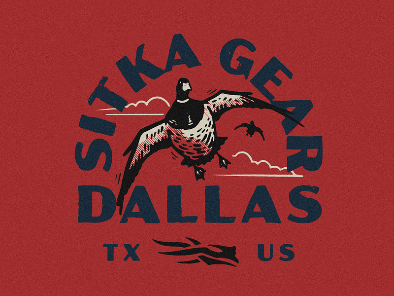 Sitka Dallas americana branding duck ducks hunting illustration lettering lockup logo merch design sitka sitka gear texture vintage waterfowl