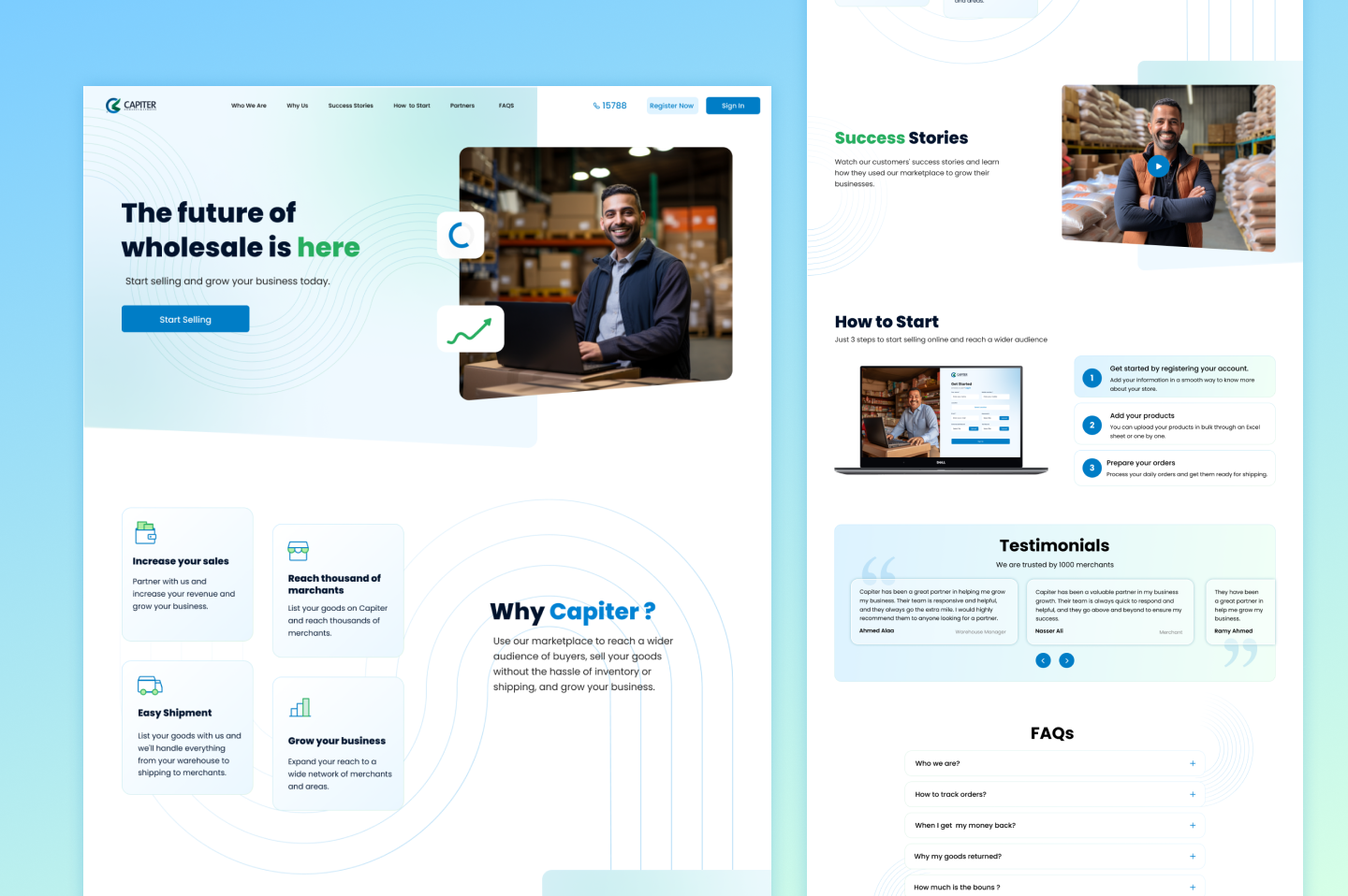 Marketplace Landing Page blue ecommrece figma green landing page marketplace ui web