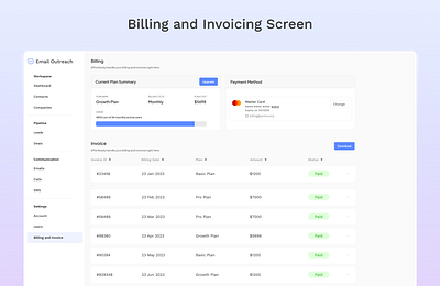 Billing And Invoice UI billing billing ui invoice screen invoice ui saas saas ui settings settings ui ui