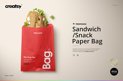 Sandwich Snack Paper Bag Mockup Set creative market