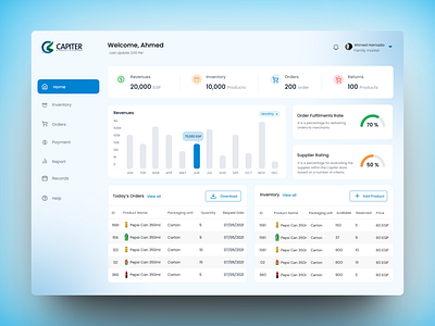 Marketplace Dashboard analytics blue dashboard light blue platform portal ui ux web app