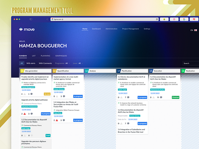 📊 Program management tool -- Kanban View dashboard design management program project tool ui ux