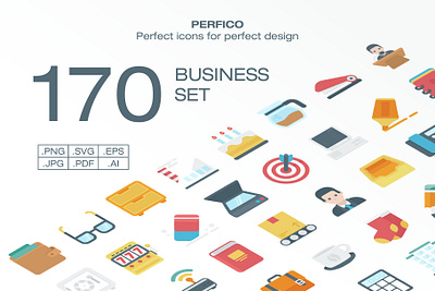 Perfico: Business icon set app branding design flat fun graphic design icon icon set illustration logo minimal typography ui ux vector web website