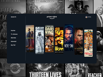 Prime video animated screen amazon prime interface amazon prime logo animation banking website carousal slider case study food company website hotstar interface landing page mobile app ui design netflix website streaming app streaming website ui ui animation ui mockup ui videos ux laws website front page website ui