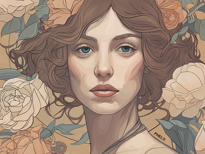 Laura art digital flowers illustration painting portrait woman