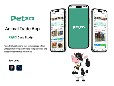 Petzo - Animal Trade App (UI/UX Case Study) animal buy app animal case study animal sell app animal selling and buying app animal trade app pets app design pets app ui ux design pets buy app pets sell app petzo ui ux