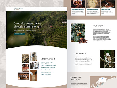 Coffee trader website | Homepage coffee desktop earthy green ui web design website