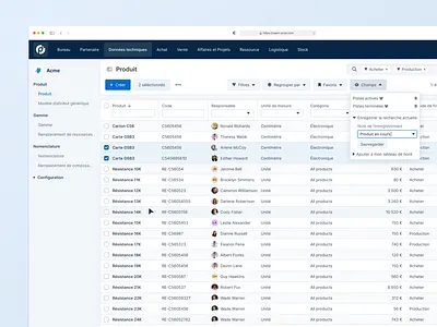 Table View - Product List erp erp software filters product design product list saas software table view ui