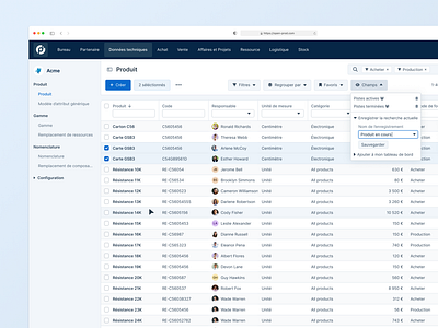 Table View - Product List erp erp software filters product design product list saas software table view ui